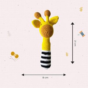 Little Ginnie Giraffe Baby Rattle Toys for New Born Baby 6+ Months - Yellow | Crochet Soft Doll - AMYH - GIRF - RTL - YL - 001