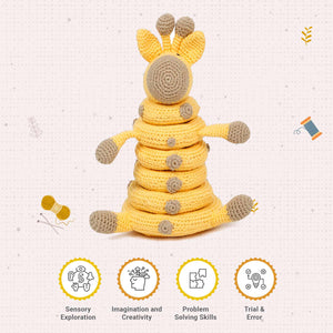 LITTLE Ginnie Giraffe Stacker Crochet Soft Doll - Yellow | 6+ Months up Babies - AMYH - GIRF - STC
