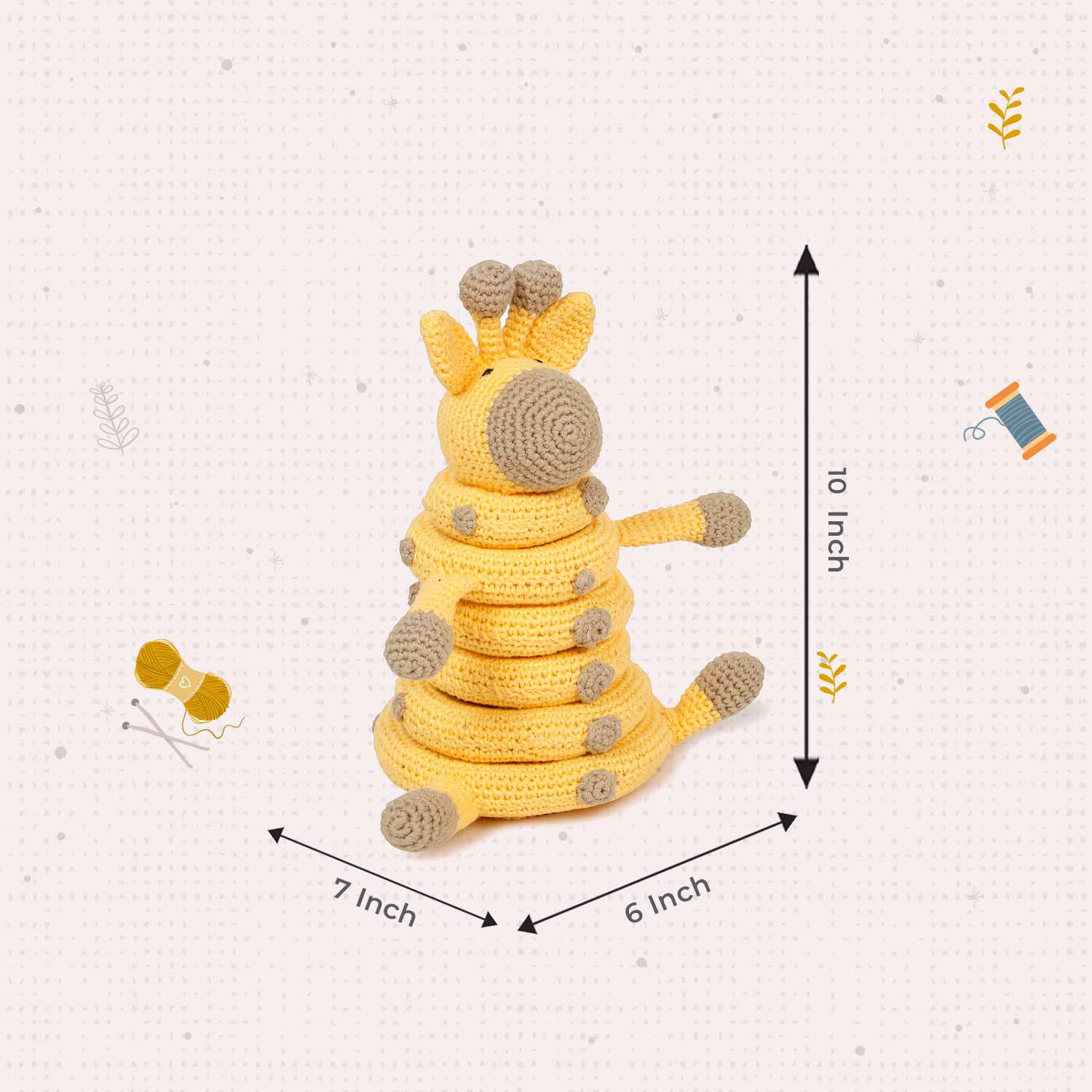 LITTLE Ginnie Giraffe Stacker Crochet Soft Doll - Yellow | 6+ Months up Babies - AMYH - GIRF - STC