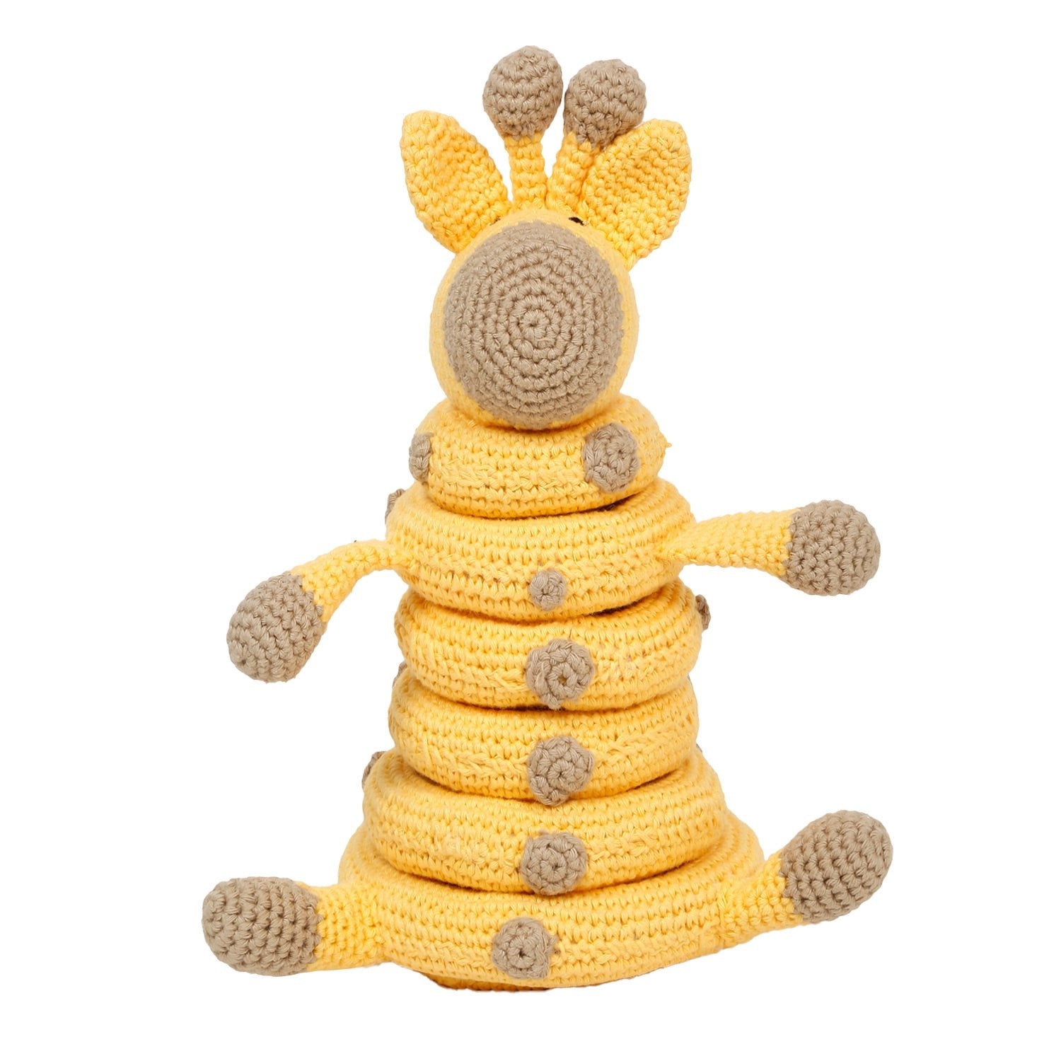 LITTLE Ginnie Giraffe Stacker Crochet Soft Doll - Yellow | 6+ Months up Babies - AMYH - GIRF - STC