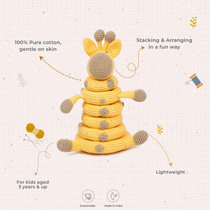 LITTLE Ginnie Giraffe Stacker Crochet Soft Doll - Yellow | 6+ Months up Babies - AMYH - GIRF - STC
