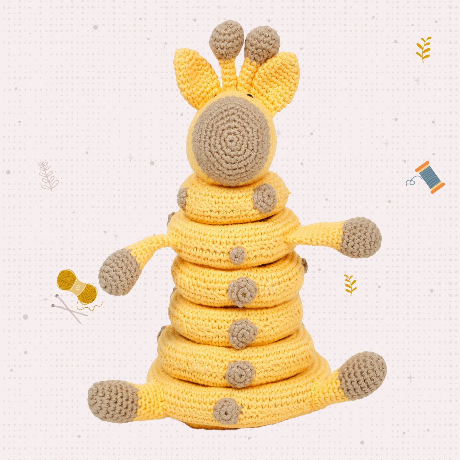 LITTLE Ginnie Giraffe Stacker Crochet Soft Doll - Yellow | 6+ Months up Babies - AMYH - GIRF - STC
