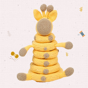 LITTLE Ginnie Giraffe Stacker Crochet Soft Doll - Yellow | 6+ Months up Babies - AMYH - GIRF - STC