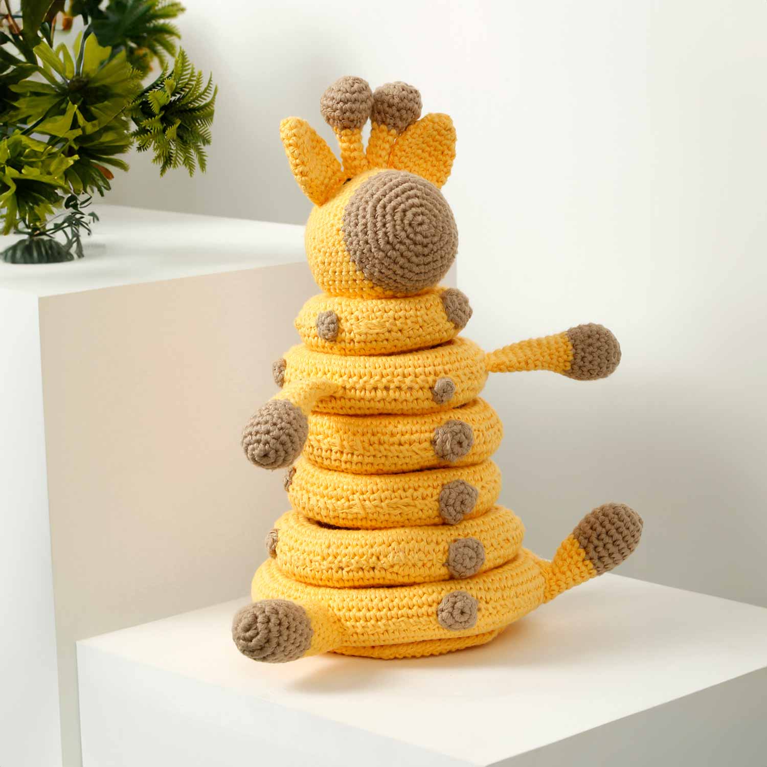 LITTLE Ginnie Giraffe Stacker Crochet Soft Doll - Yellow | 6+ Months up Babies - AMYH - GIRF - STC