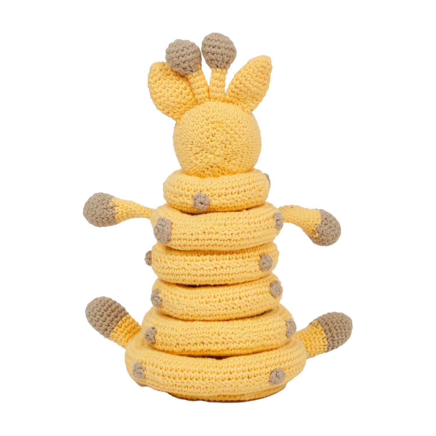 LITTLE Ginnie Giraffe Stacker Crochet Soft Doll - Yellow | 6+ Months up Babies - AMYH - GIRF - STC