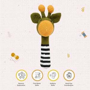 Little Ginnie Green Giraffe Rattle For Kids - AMYH - GIRF - RTL - GR