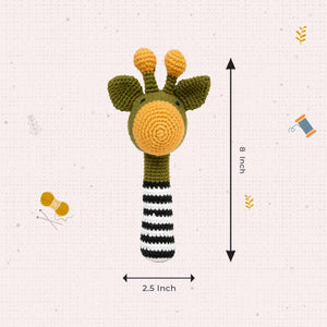 Little Ginnie Green Giraffe Rattle For Kids - AMYH - GIRF - RTL - GR