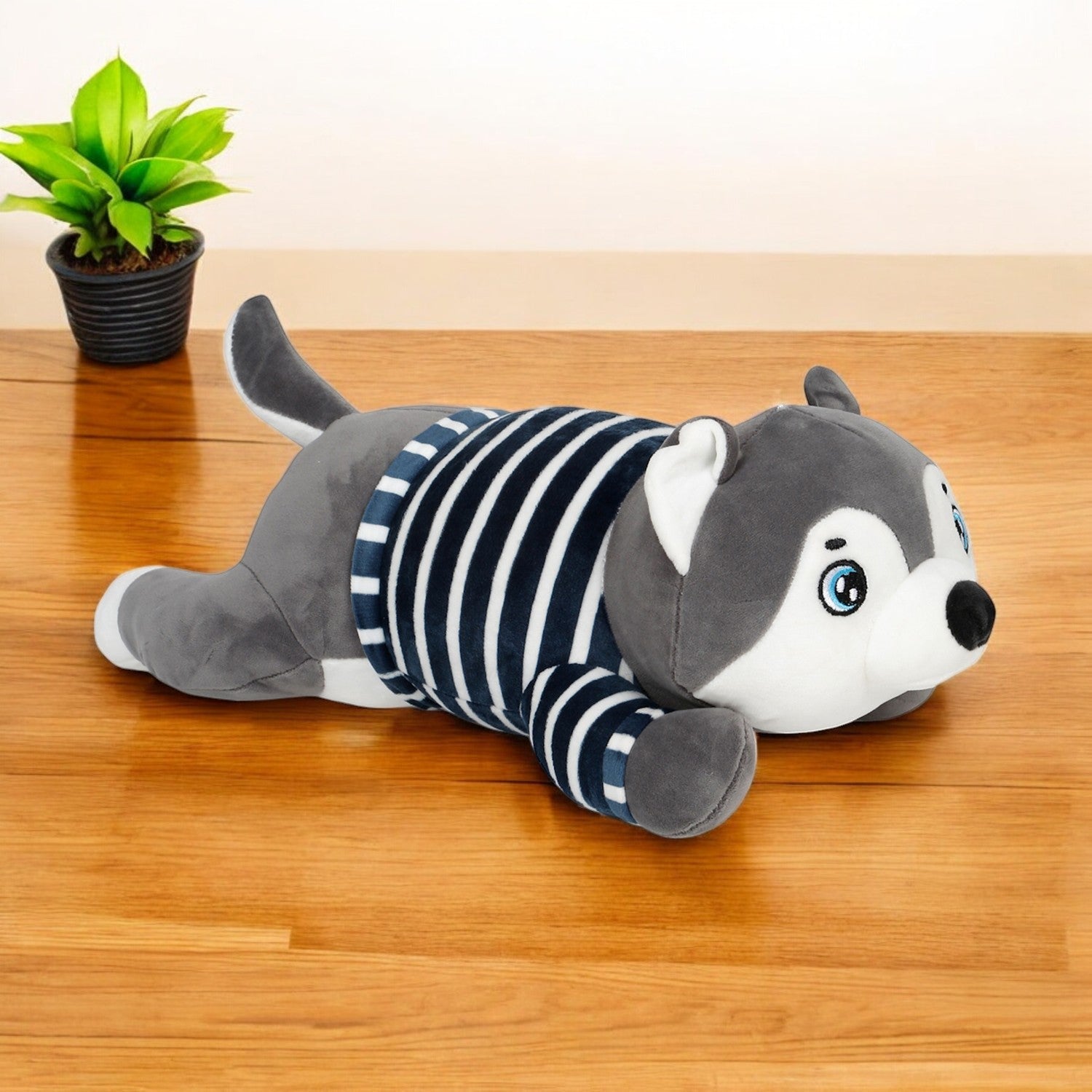 LITTLE GINNIE Husky Dog Soft Toys - Grey | Plush Toy for Kids 6 Months+ | Returned & Birthday Gift for Baby - LG - HUSKY - GRY - ST