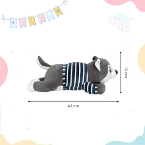 LITTLE GINNIE Husky Dog Soft Toys - Grey | Plush Toy for Kids 6 Months+ | Returned & Birthday Gift for Baby - LG - HUSKY - GRY - ST