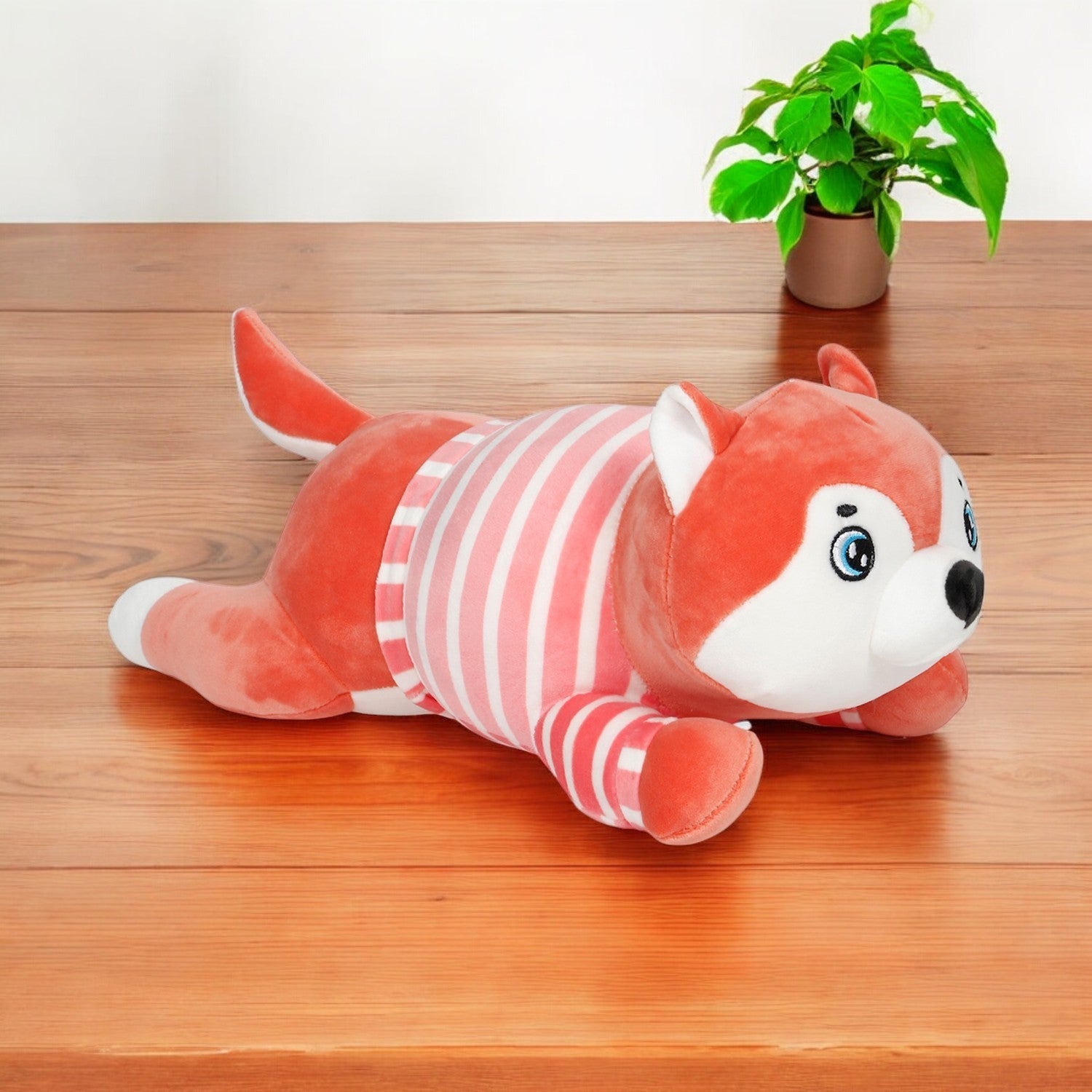 LITTLE GINNIE Husky Dog Soft Toys - Peach | Plush Toy for Kids 6 Months+ | Returned & Birthday Gift for Baby - LG - HUSKY - PEACH - ST