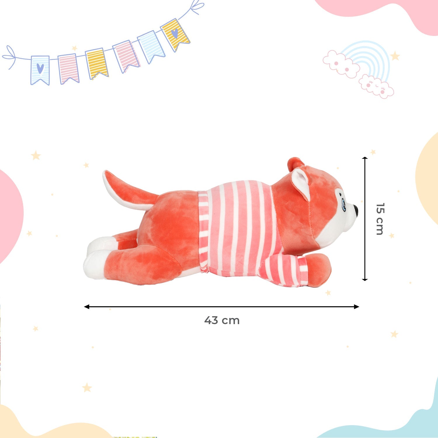 LITTLE GINNIE Husky Dog Soft Toys - Peach | Plush Toy for Kids 6 Months+ | Returned & Birthday Gift for Baby - LG - HUSKY - PEACH - ST