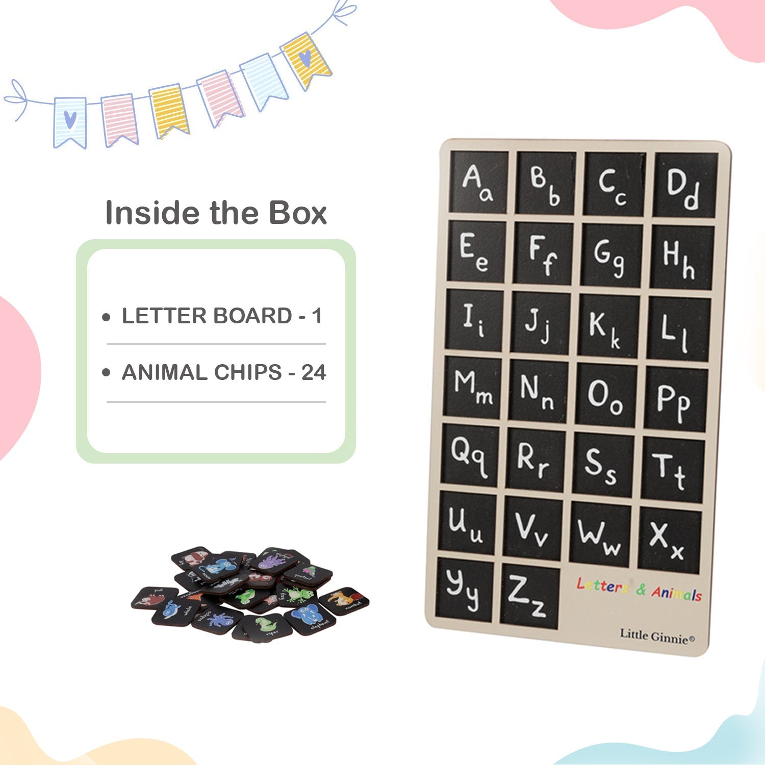 Little Ginnie Letters and Animals Board - LGLA - 001