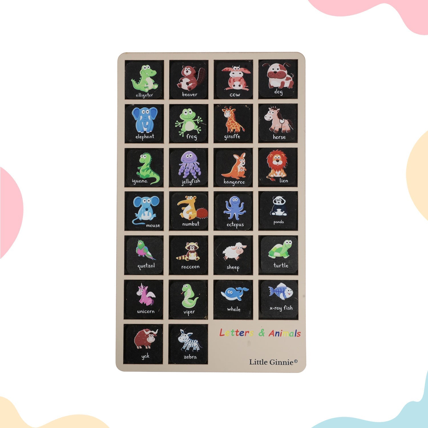 Little Ginnie Letters and Animals Board - LGLA - 001