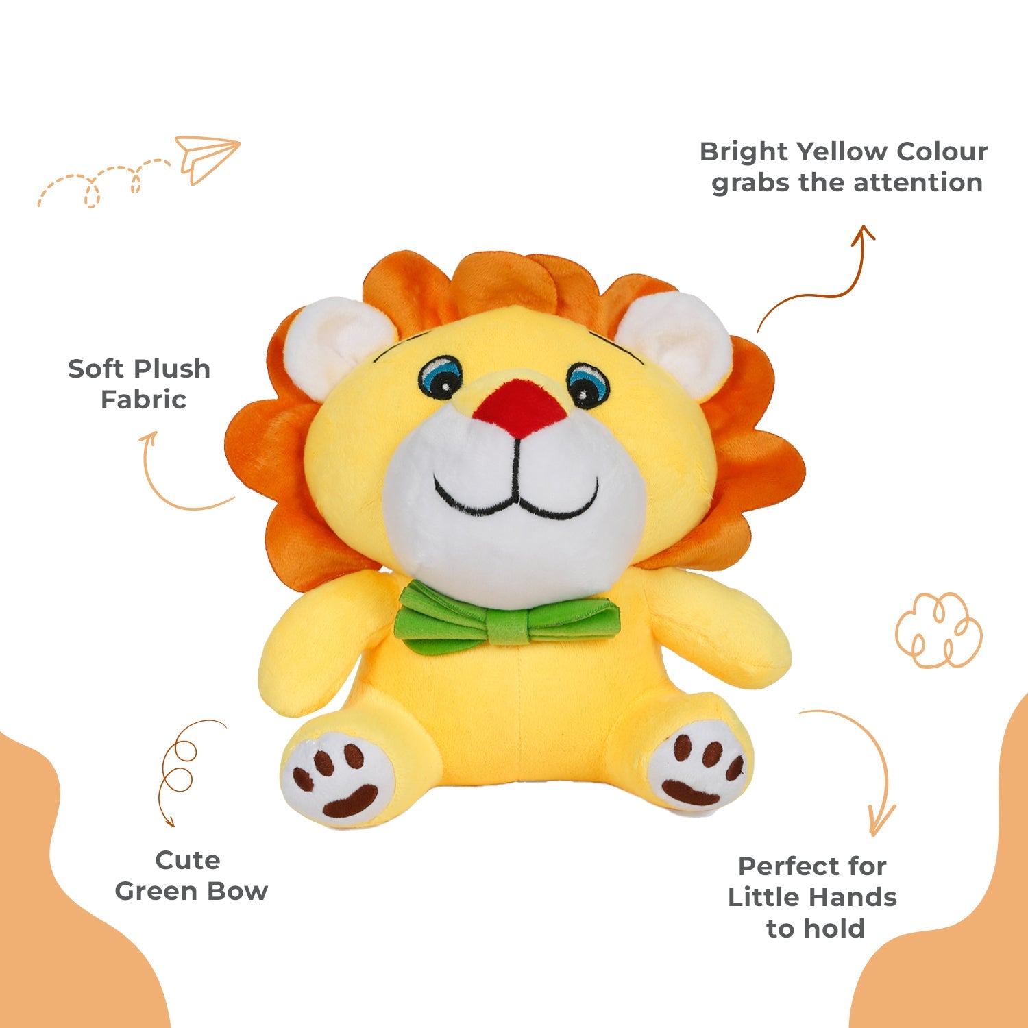 LITTLE GINNIE Lion Soft Toy for Kids - Brown - Plush Toy for Newborn Baby | Return & Birthday Gift - NK - LION - ST