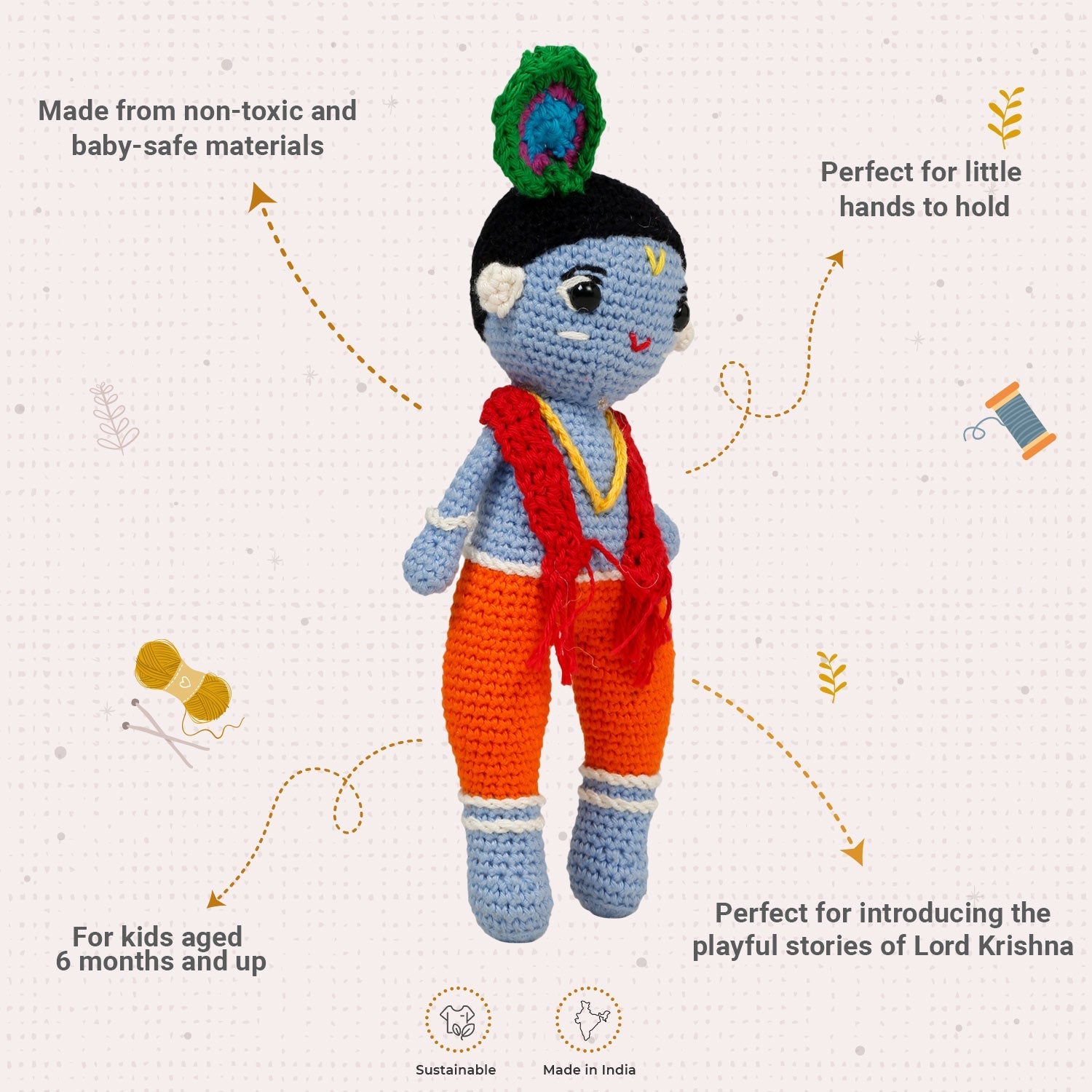 Little Ginnie Lord Krishna Soft Toy - AMYH - KRISH - ST