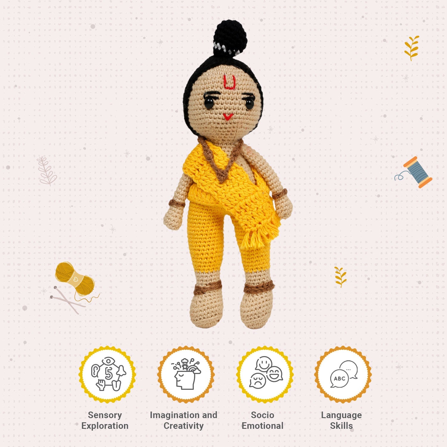 Little Ginnie Lord Ram Crochet Toy | Return & Birthday Gift - AMYH - RAM - ST