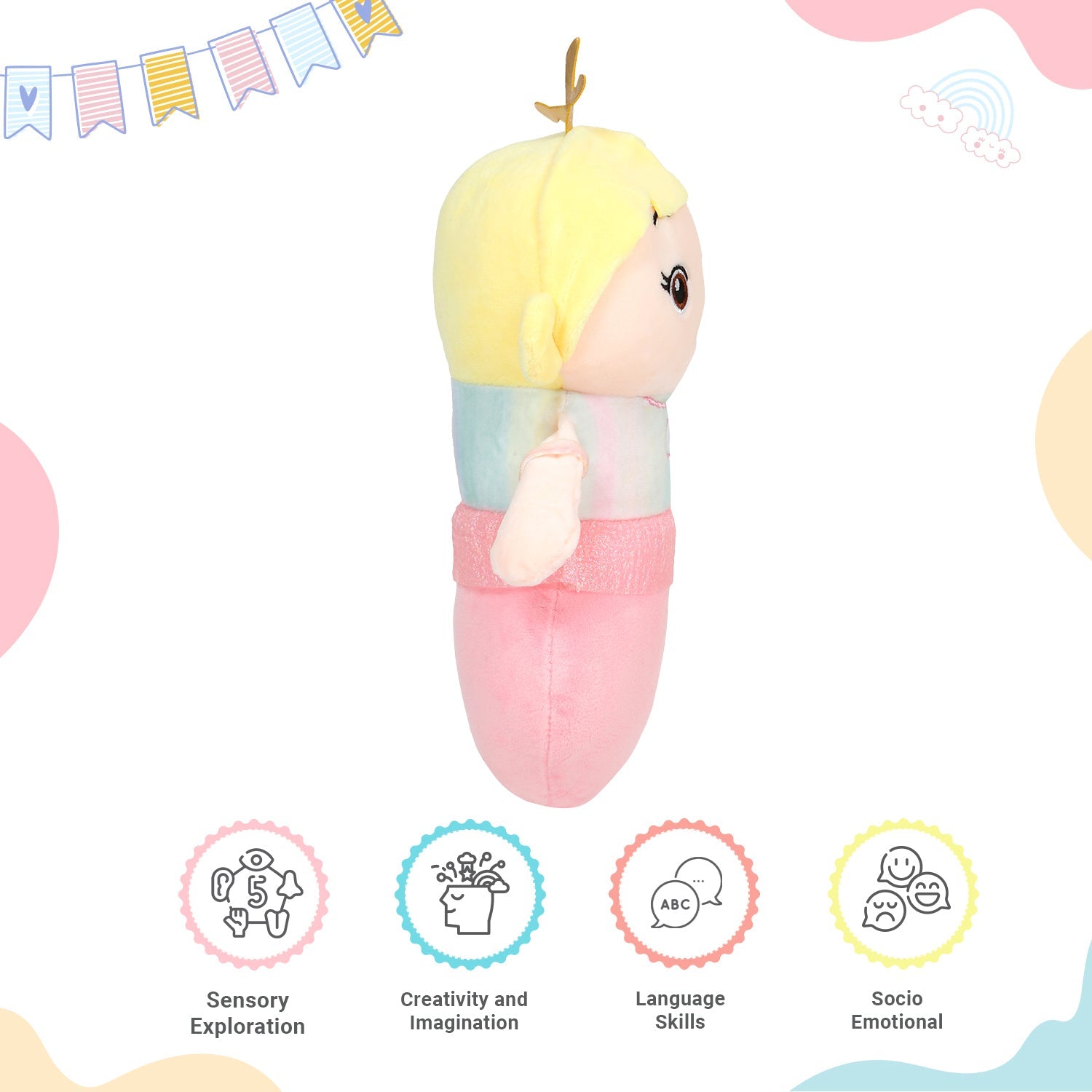 Little Ginnie Mermaid Soft Doll for Kids - Pink | Ideal Birthday & Return Gift for Babies - LG - MERMAID - PNK