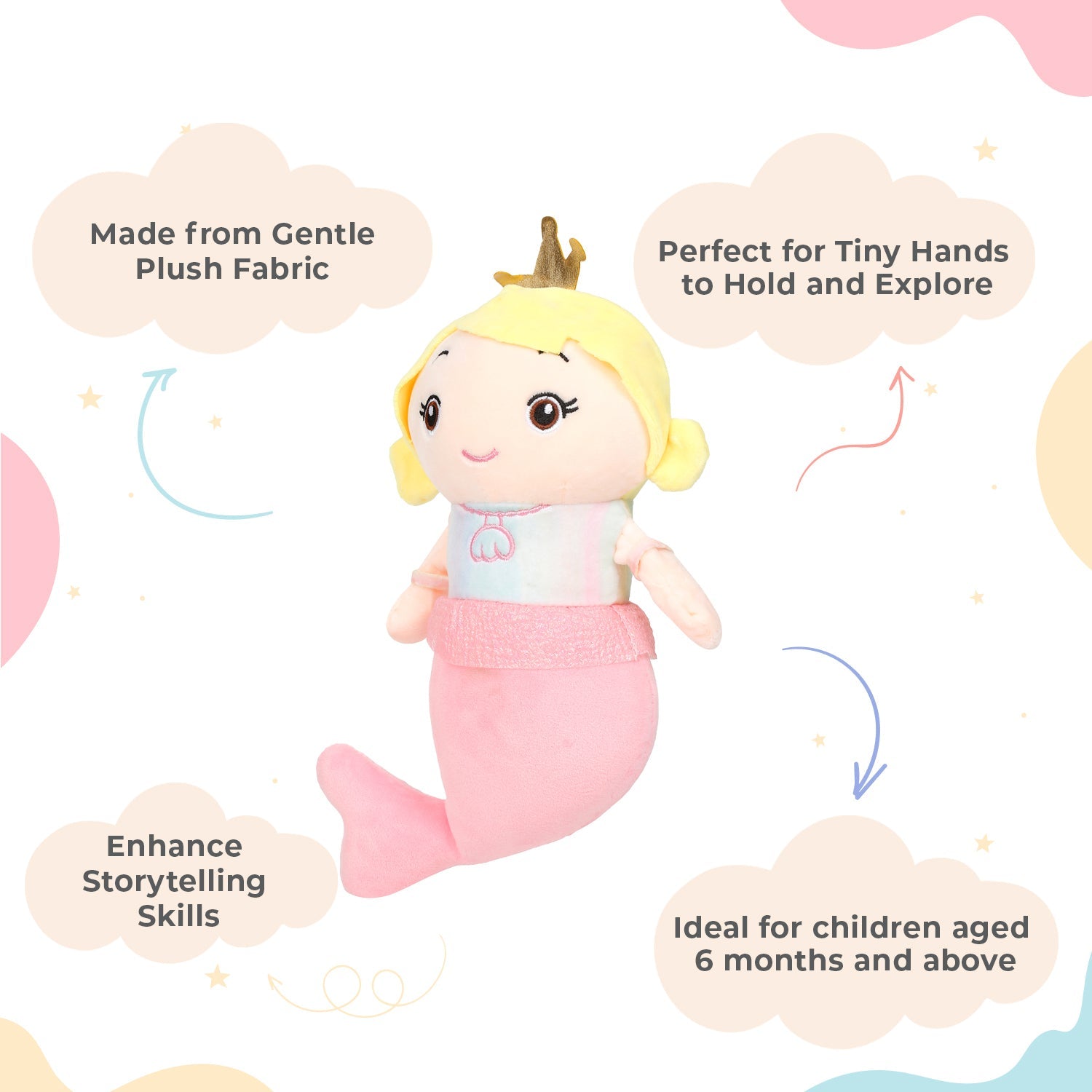 Little Ginnie Mermaid Soft Doll for Kids - Pink | Ideal Birthday & Return Gift for Babies - LG - MERMAID - PNK