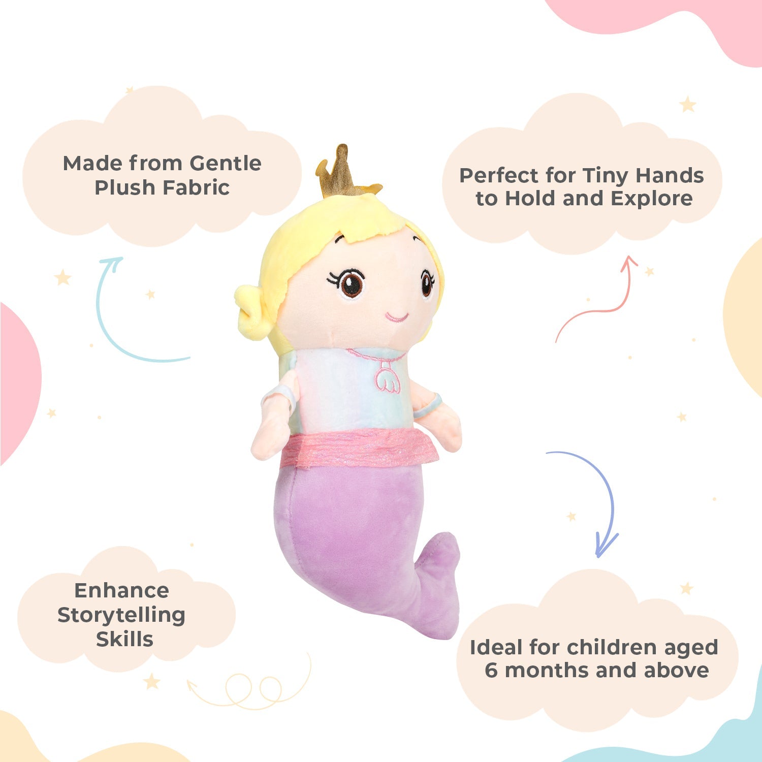 Little Ginnie Mermaid Soft Doll for Kids - Purple | Ideal Birthday & Return Gift for Babies - LG - MERMAID - PUR