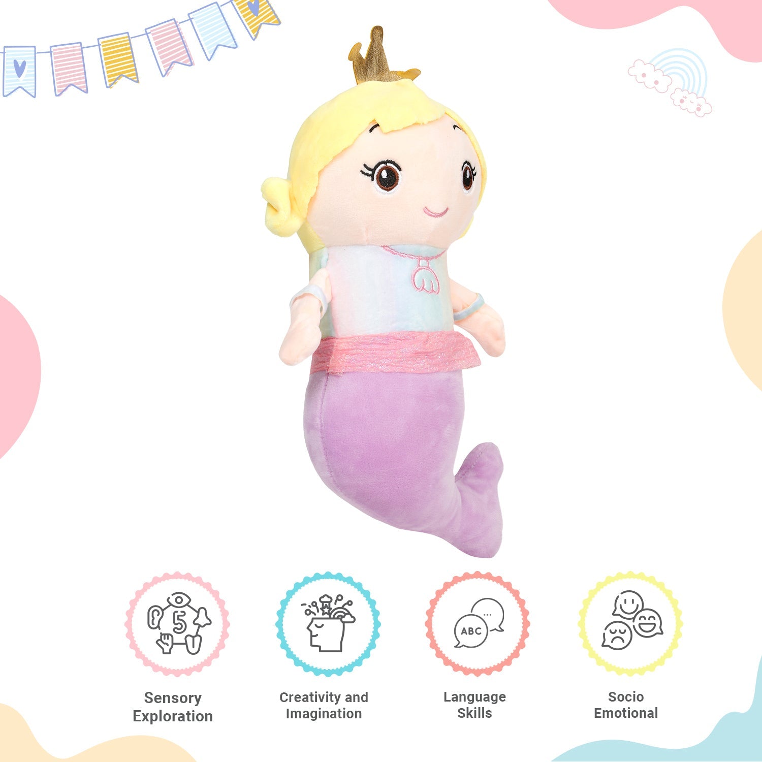 Little Ginnie Mermaid Soft Doll for Kids - Purple | Ideal Birthday & Return Gift for Babies - LG - MERMAID - PUR