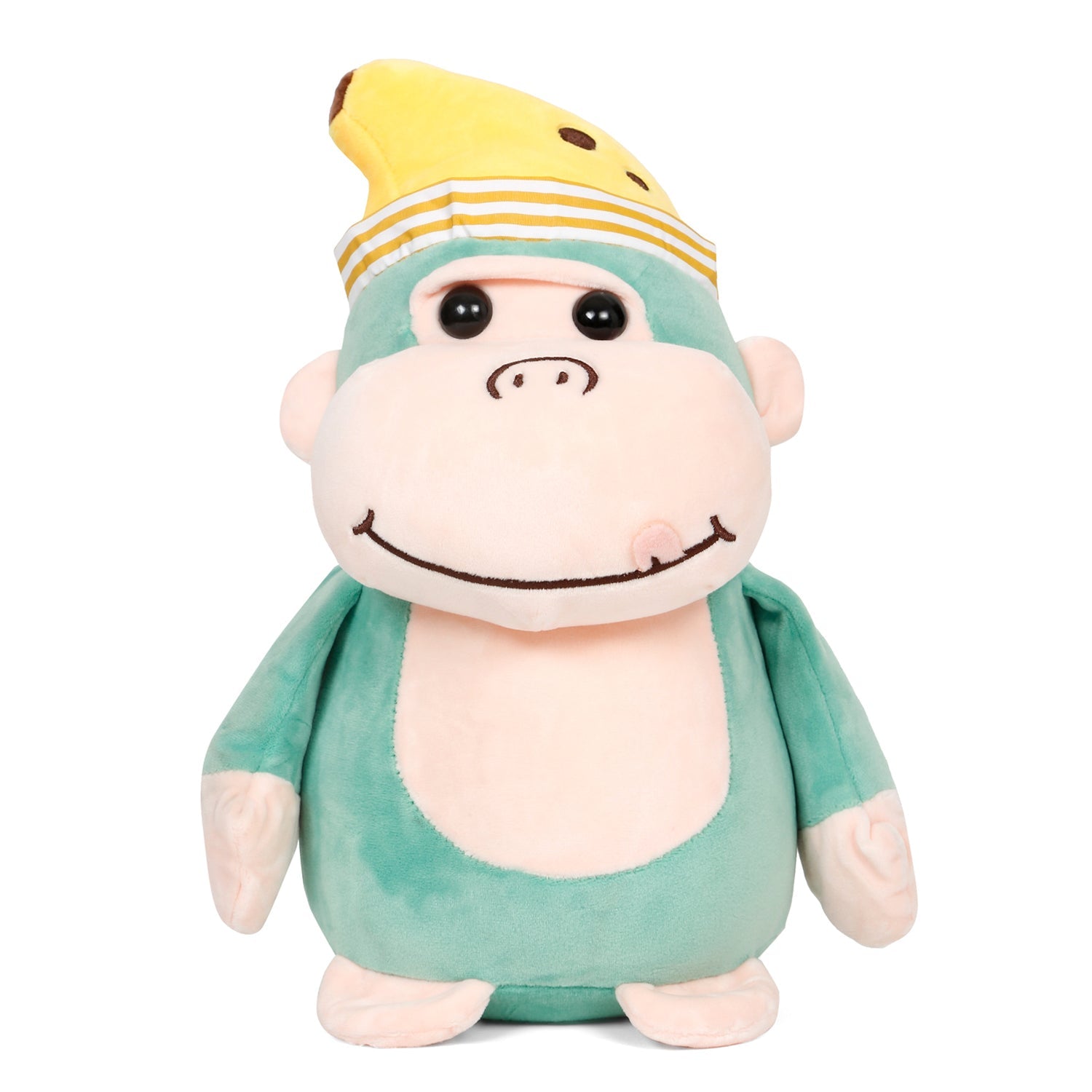 LITTLE GINNIE Monkey Soft Toys - Cyan | Returned & Birthday Gift for Baby - LG - CYAN - BANANA - ST