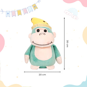 LITTLE GINNIE Monkey Soft Toys - Cyan | Returned & Birthday Gift for Baby - LG - CYAN - BANANA - ST