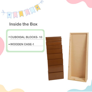 Little Ginnie Montessori Brown Stairs - Wooden Building Block Toys Set for Kids with 10 Durable Cuboidal Blocks with Case - LG - PBX - STAIRS - BR