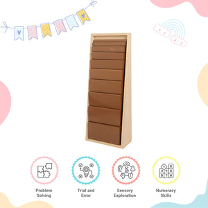 Little Ginnie Montessori Brown Stairs - Wooden Building Block Toys Set for Kids with 10 Durable Cuboidal Blocks with Case - LG - PBX - STAIRS - BR