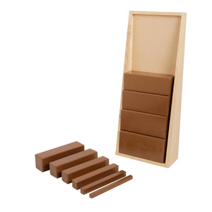 Little Ginnie Montessori Brown Stairs - Wooden Building Block Toys Set for Kids with 10 Durable Cuboidal Blocks with Case - LG - PBX - STAIRS - BR