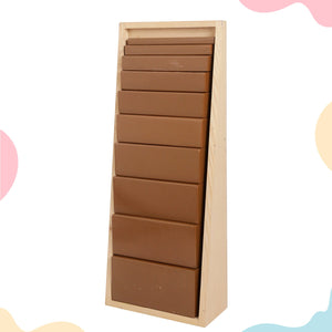 Little Ginnie Montessori Brown Stairs - Wooden Building Block Toys Set for Kids with 10 Durable Cuboidal Blocks with Case - LG - PBX - STAIRS - BR