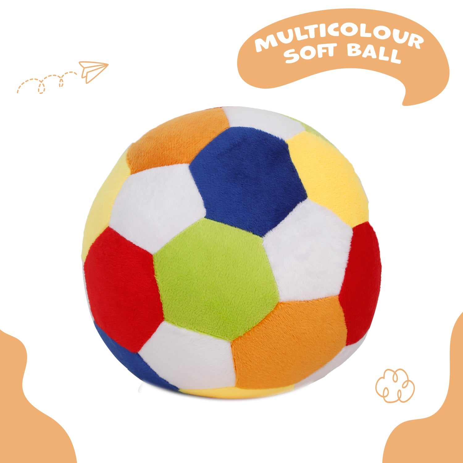 LITTLE GINNIE Multicolour Soft Ball for Kids - Plush Toy for Newborn Baby | Return & Birthday Gift - NK - MUL - SOFT - BALL