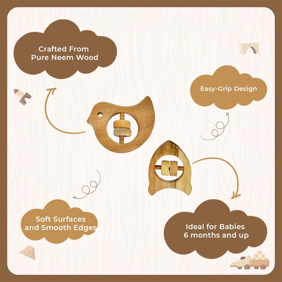 Little Ginnie Neem Wooden Tumbler & Mickey Head For Kids - SN - NEEM - RTL - 02