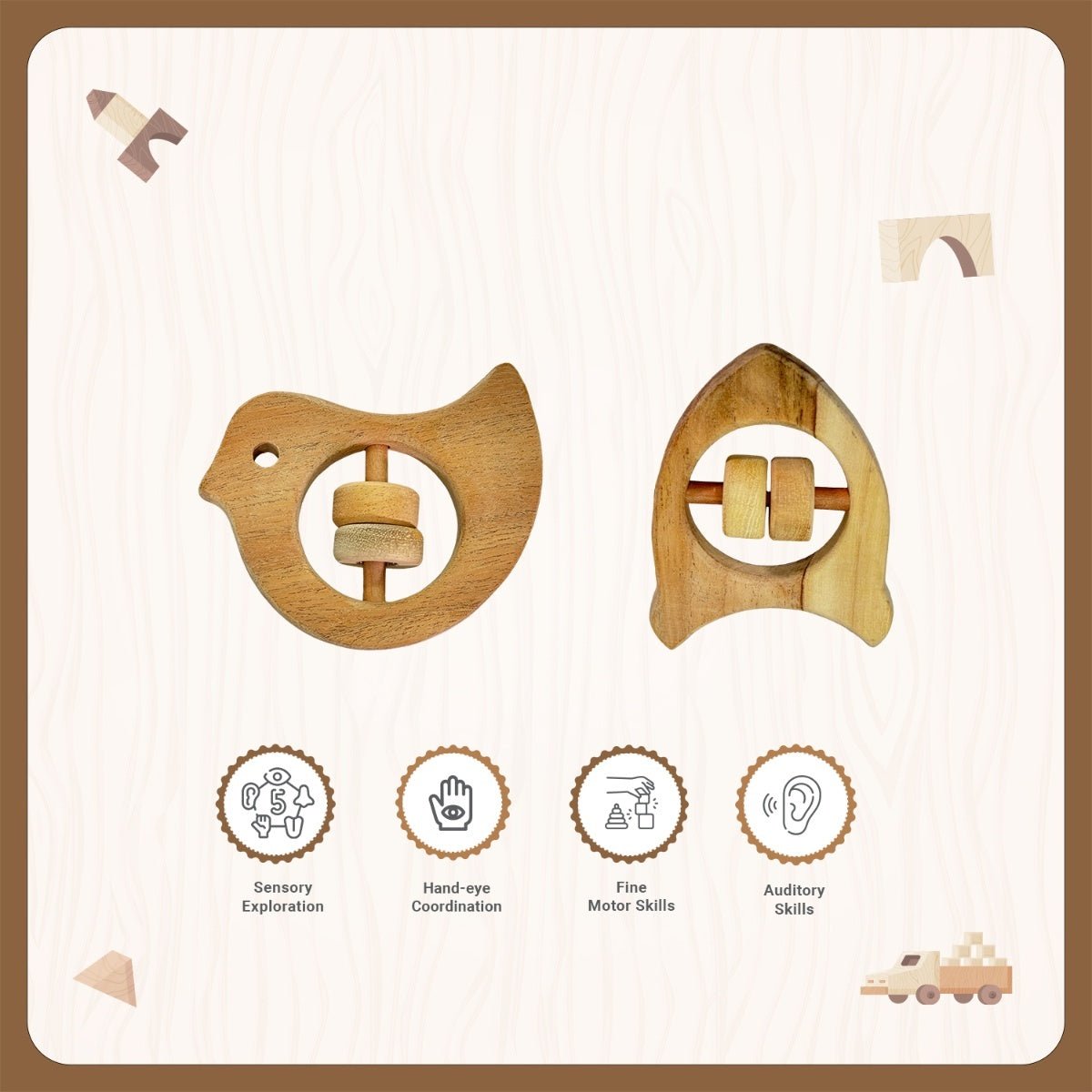 Little Ginnie Neem Wooden Tumbler & Mickey Head For Kids - SN - NEEM - RTL - 02