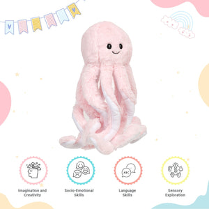 LITTLE GINNIE Octopus Soft Toy for Kids - Age 6 Months + - TT - OCT - PNK - 01