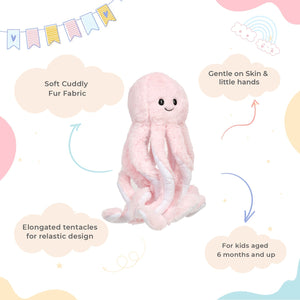 LITTLE GINNIE Octopus Soft Toy for Kids - Age 6 Months + - TT - OCT - PNK - 01