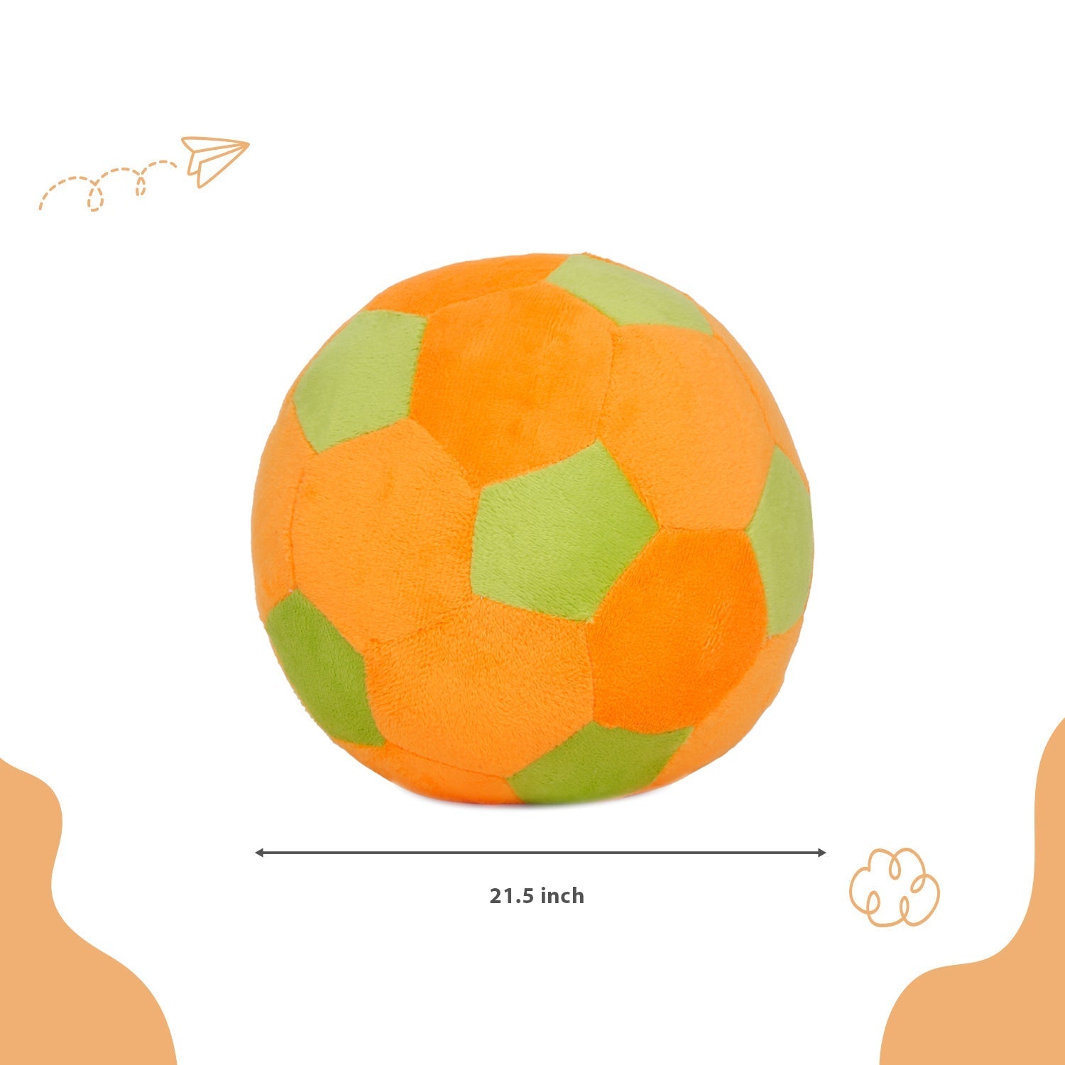 Little Ginnie Orange Green Soft Ball for Kids - Plush Toy for Newborn Baby | Return & Birthday Gift - NK - GRN - SOFT - BALL