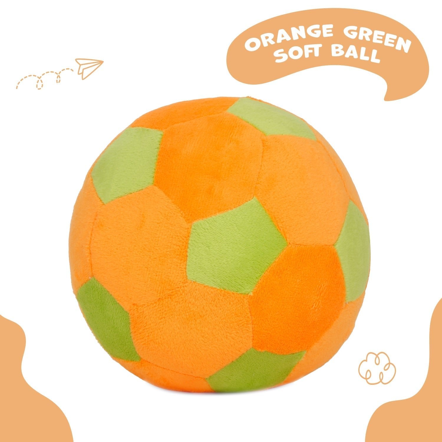 Little Ginnie Orange Green Soft Ball for Kids - Plush Toy for Newborn Baby | Return & Birthday Gift - NK - GRN - SOFT - BALL