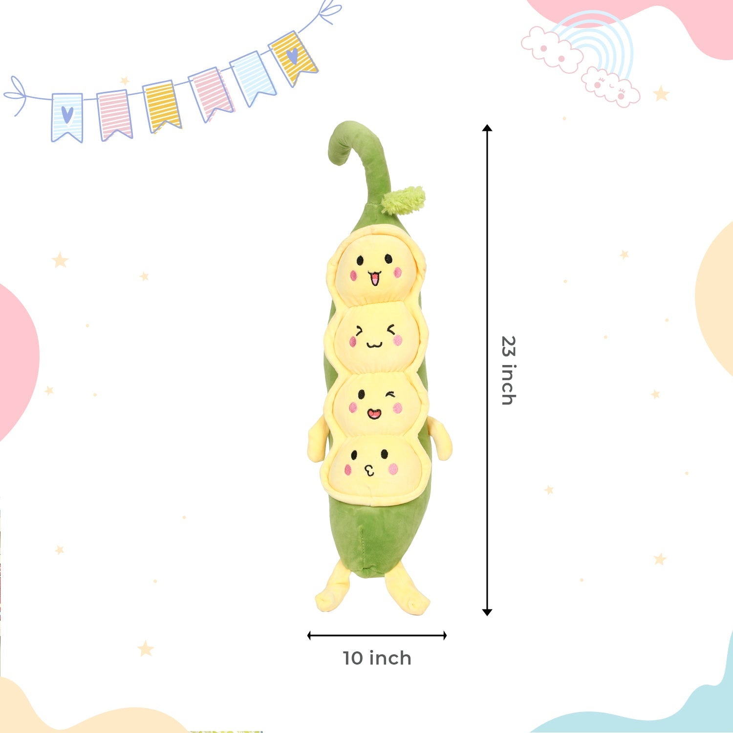 LITTLE GINNIE Peas Soft Toy - Yellow Green | Adorable Home & Living Room Décor - LG - PEA - GRN - ST
