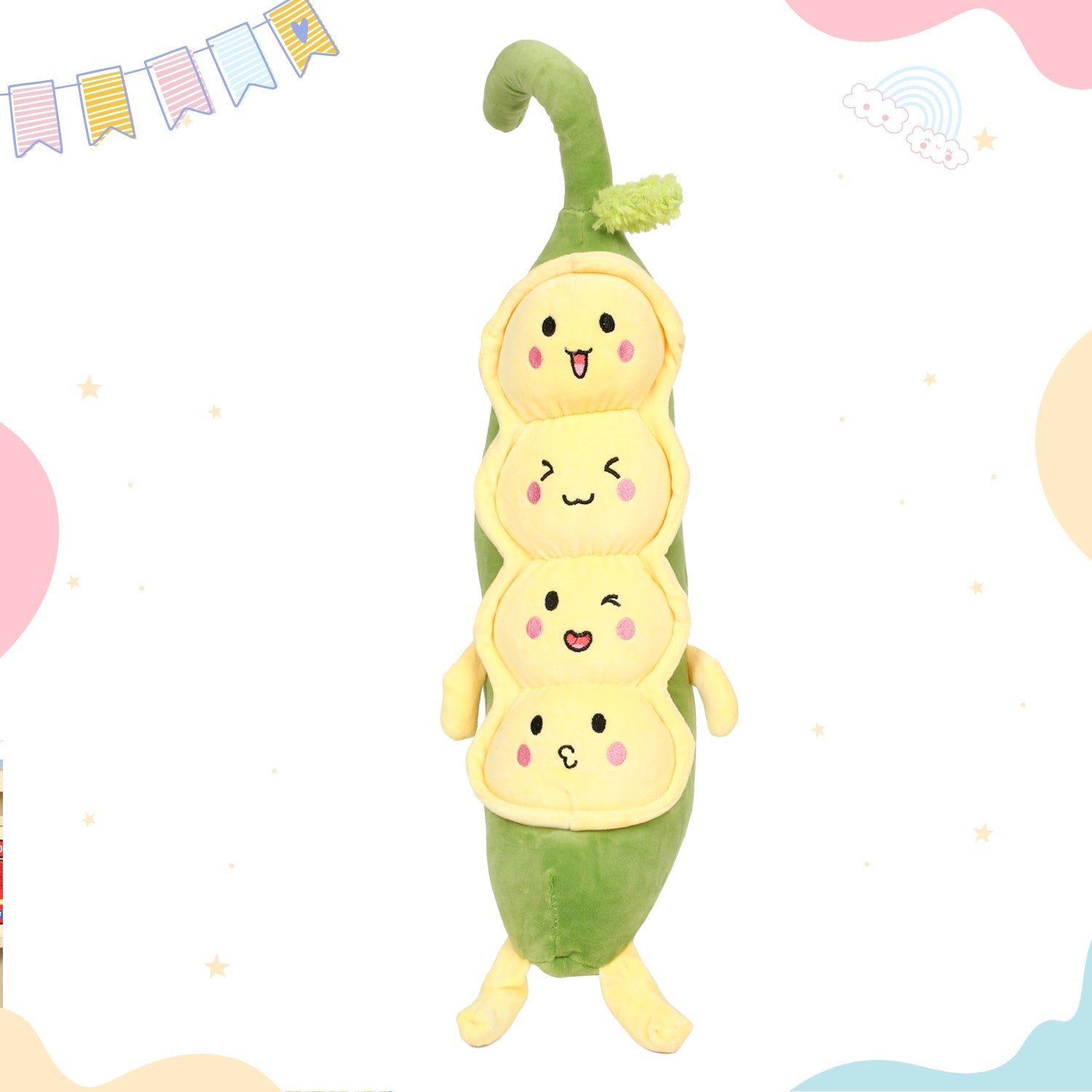 LITTLE GINNIE Peas Soft Toy - Yellow Green | Adorable Home & Living Room Décor - LG - PEA - GRN - ST