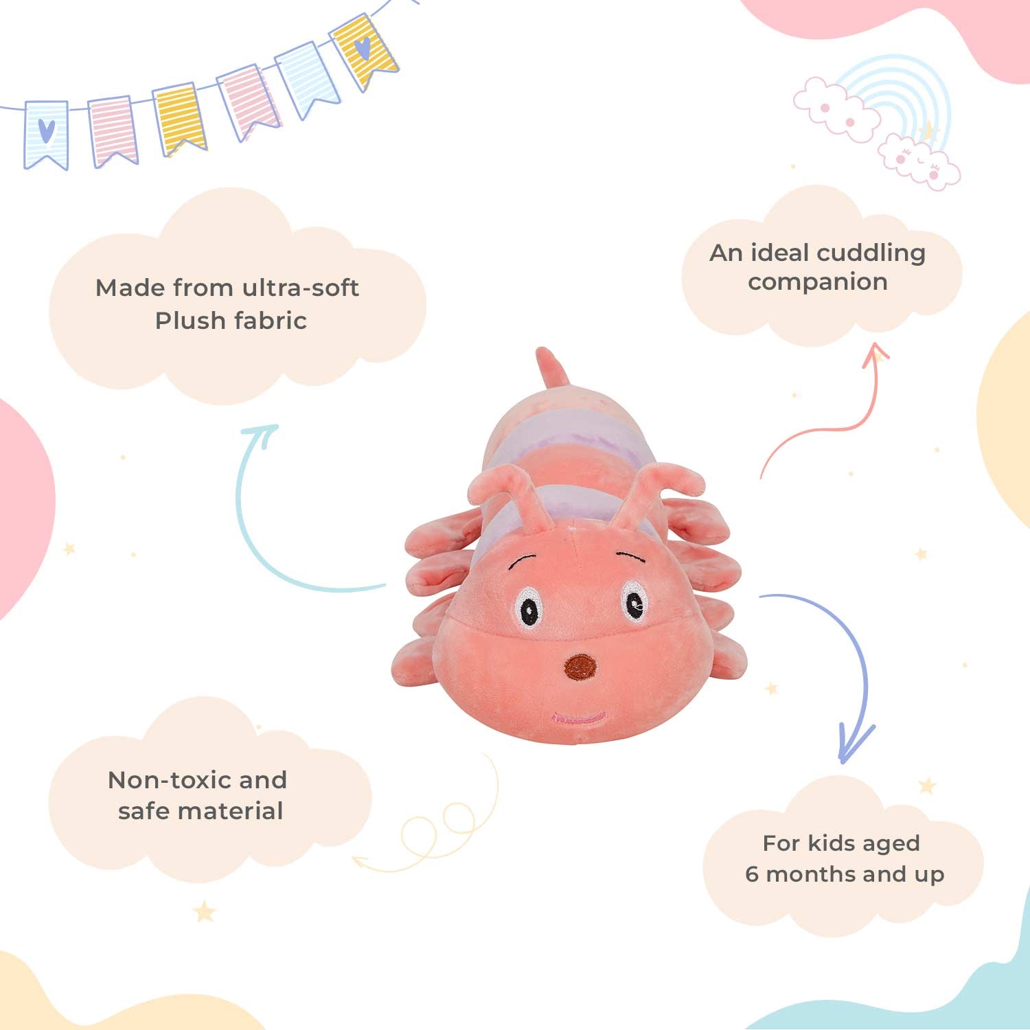 Little Ginnie Pink Caterpillar Soft Toy - LG - CP - CTRPL - PNK