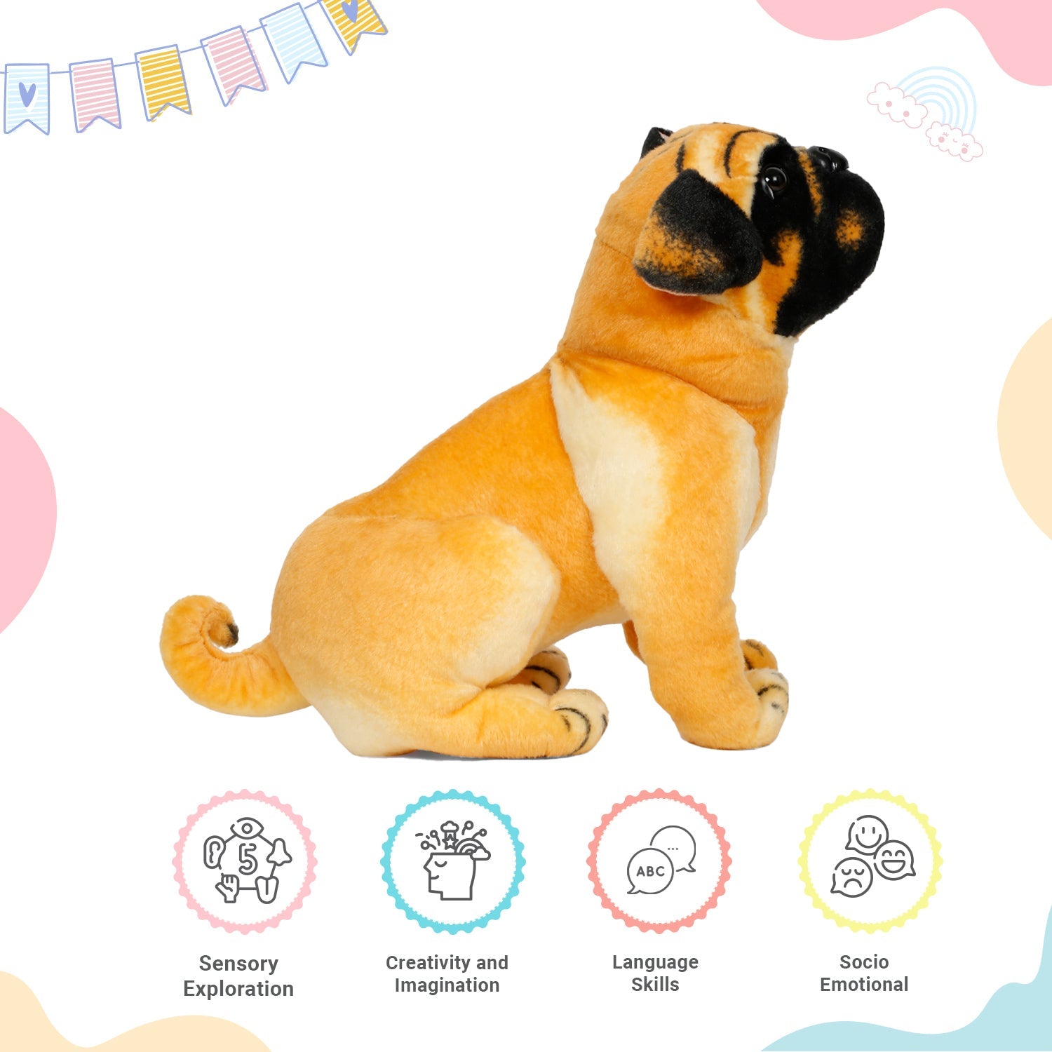 LITTLE GINNIE Pug Dog Soft Toy | Soft Toy for Home & Living Room Décor | Perfect for Birthday & Return Gifts - LG - PUG - ST