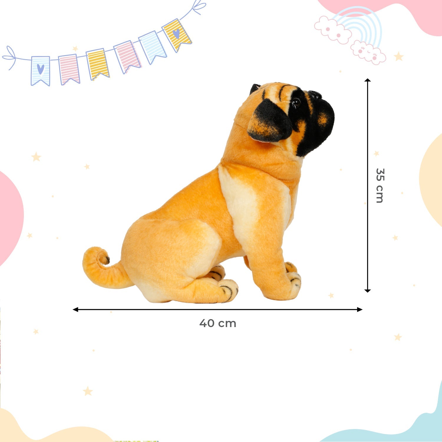 LITTLE GINNIE Pug Dog Soft Toy | Soft Toy for Home & Living Room Décor | Perfect for Birthday & Return Gifts - LG - PUG - ST