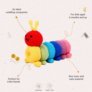 Little Ginnie Rainbow Caterpillar Soft Toy - AMYH - RAIN - CATP