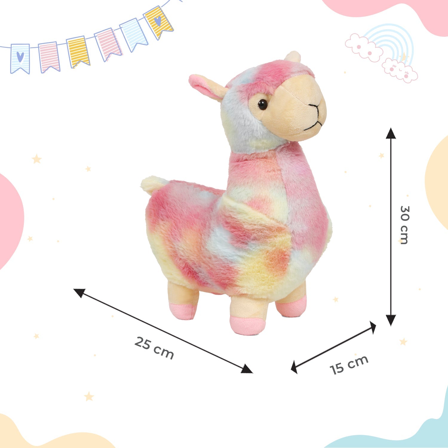 Little Ginnie Rainbow Llama Soft Toy for Kids - Multicolor - Age 6 Months + - TT - LAMA - RAIN - 01