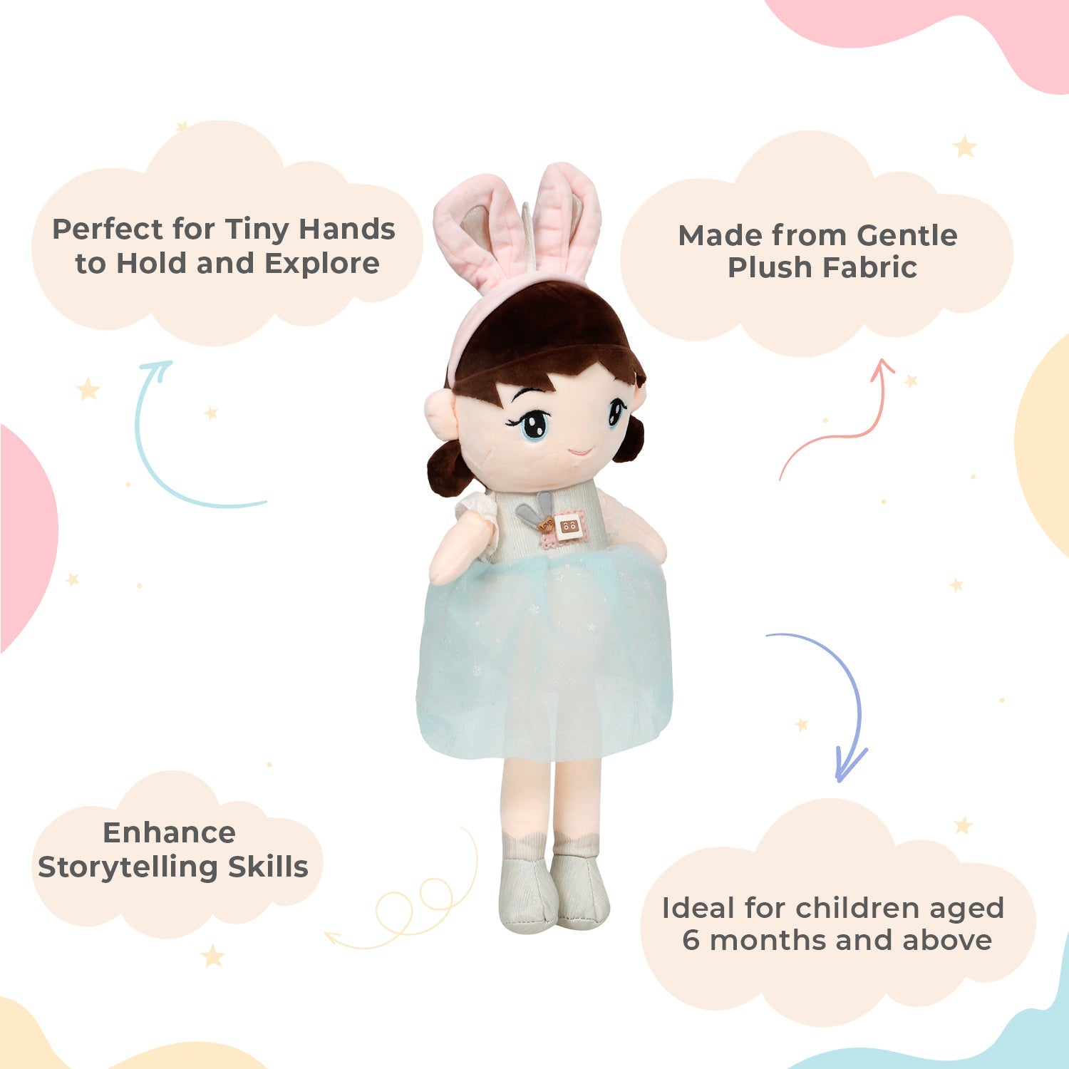 Little Ginnie Soft Doll For Kids - Blue | Returned & Birthday Gift for Baby - LG - SOFT - DOLL - BLU