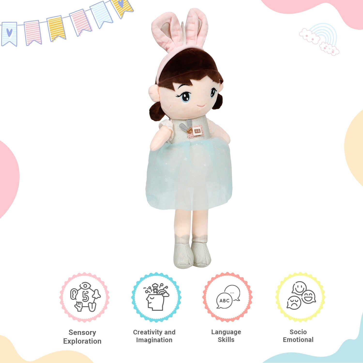 Little Ginnie Soft Doll For Kids - Blue | Returned & Birthday Gift for Baby - LG - SOFT - DOLL - BLU