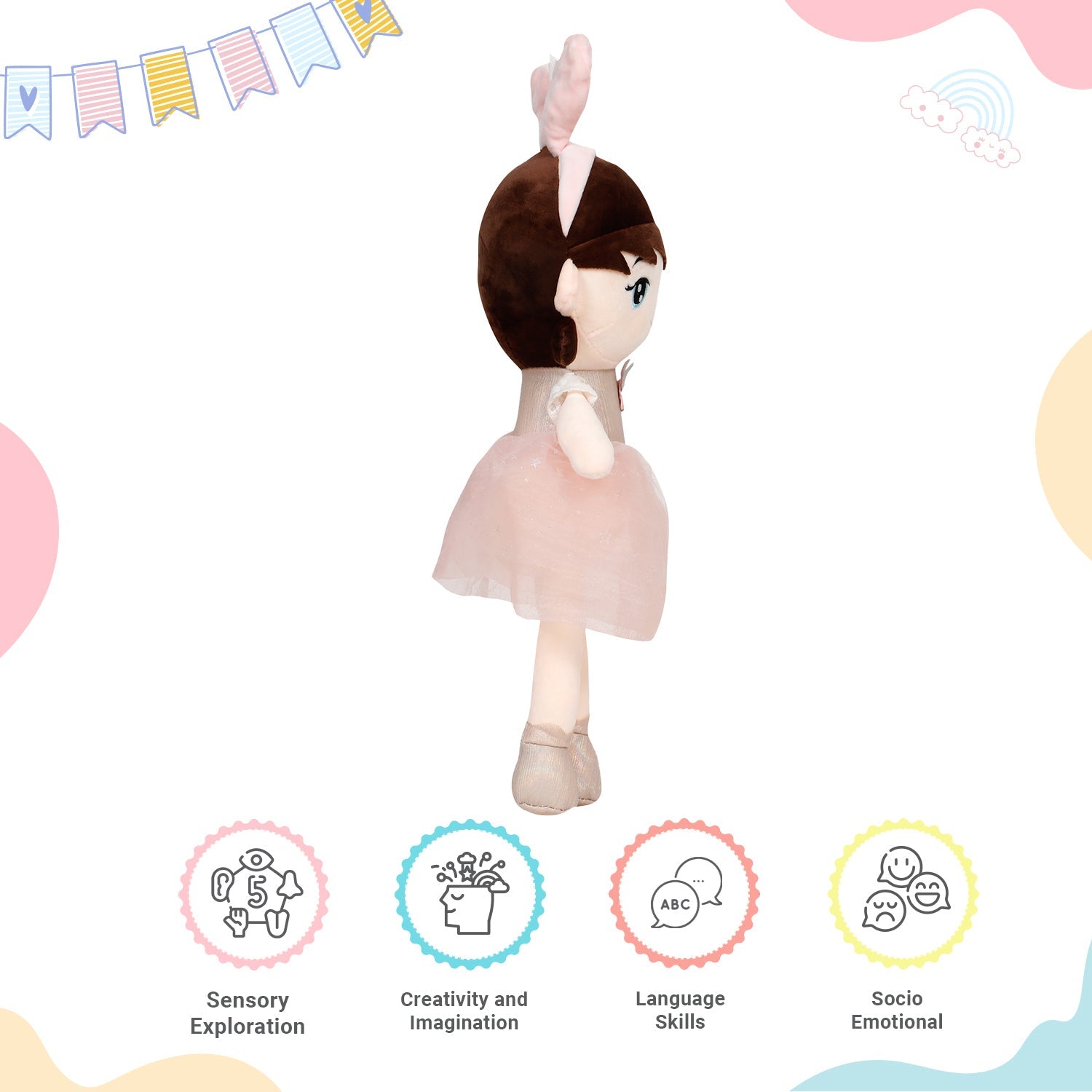 Little Ginnie Soft Doll For Kids - Pink | Returned & Birthday Gift for Baby - LG - SOFT - DOLL - PNK