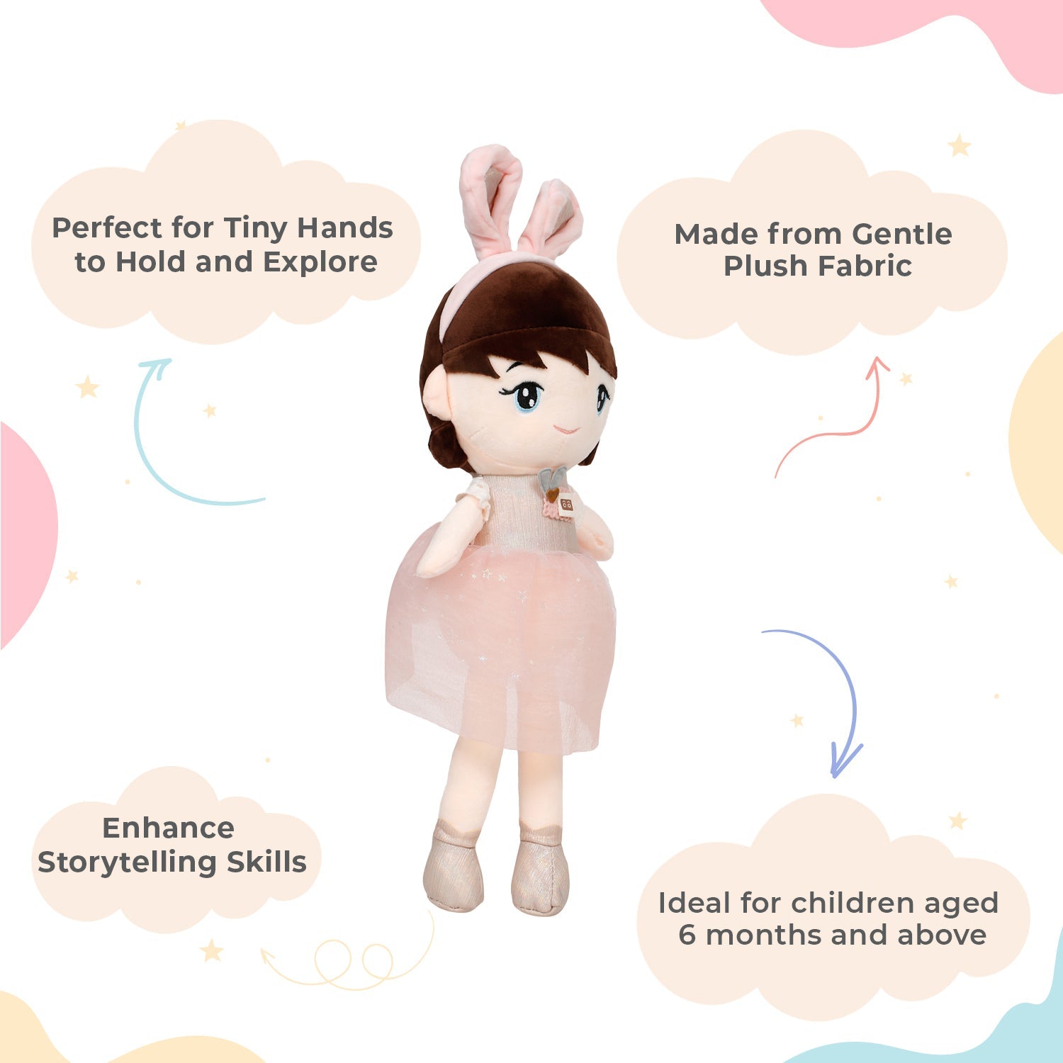 Little Ginnie Soft Doll For Kids - Pink | Returned & Birthday Gift for Baby - LG - SOFT - DOLL - PNK