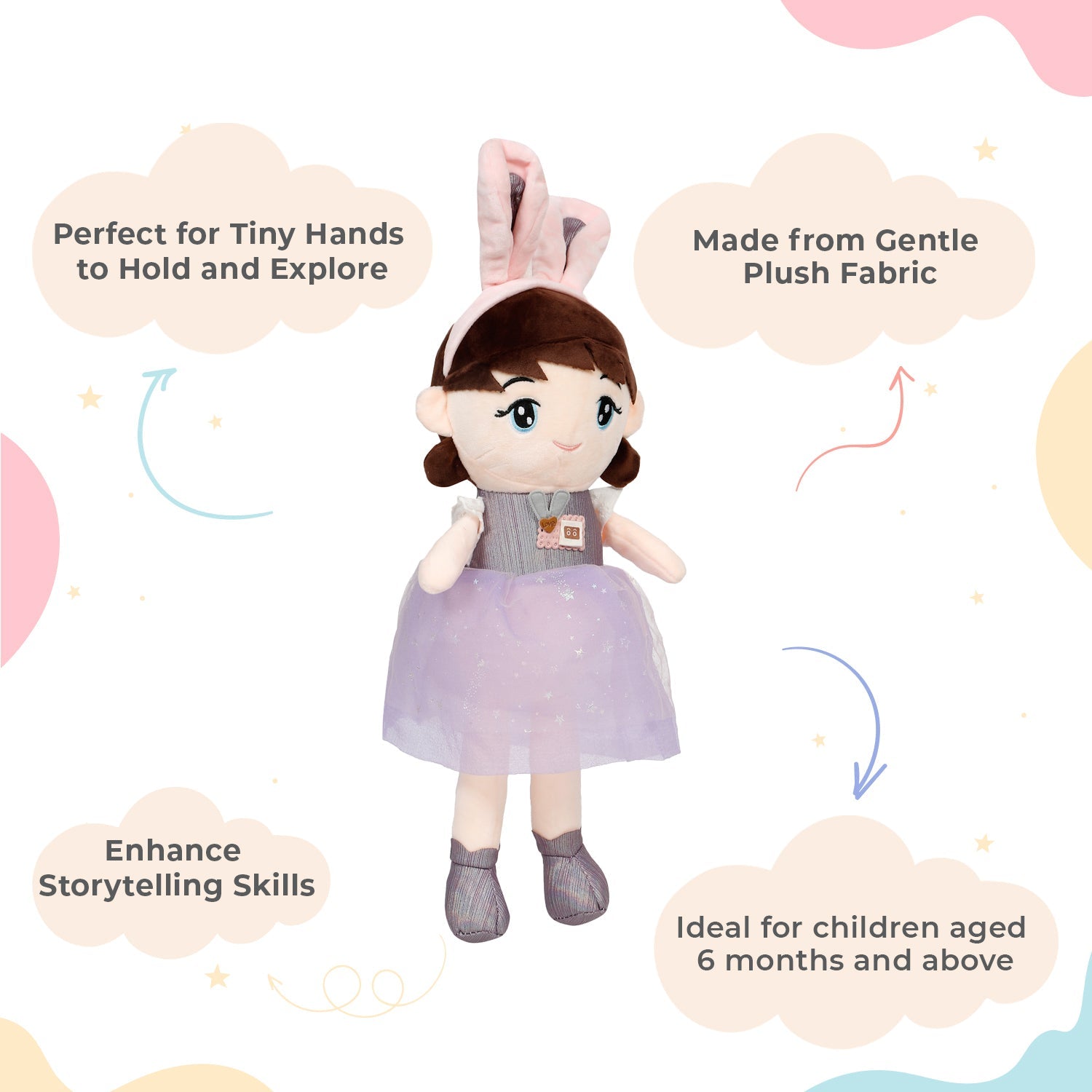 Little Ginnie Soft Doll For Kids - Purple | Returned & Birthday Gift for Baby - LG - SOFT - DOLL - PUR
