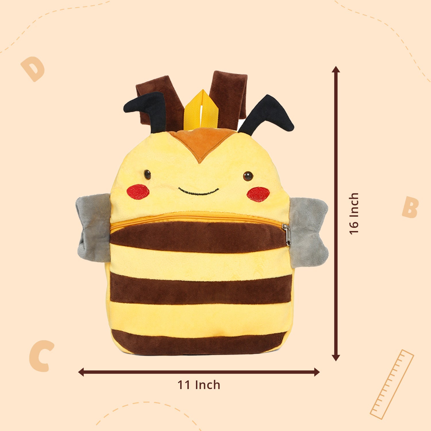 LITTLE GINNIE Soft Kids Bee Bag for School - NK - BEE - BAG